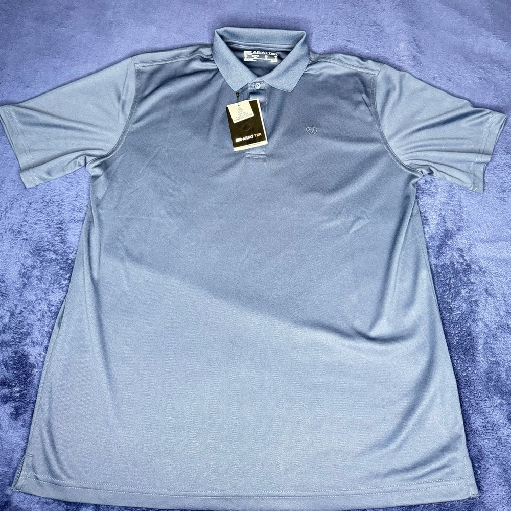 Ariat Men's Navy Blue Performance Tek SS Polo - Size Medium